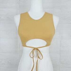 Free People x‎ Toast Swim Top Size XS Peek a Boo Beige Beach Party